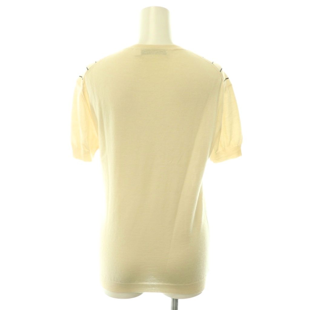 Dior Cashmere Silk Blend Beaded Embroidery Half Sleeve Knit Top Striped Short — view 2