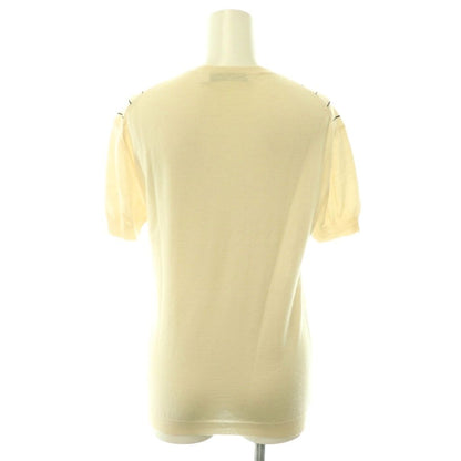 Dior Cashmere Silk Blend Beaded Embroidery Half Sleeve Knit Top Striped Short — view 2