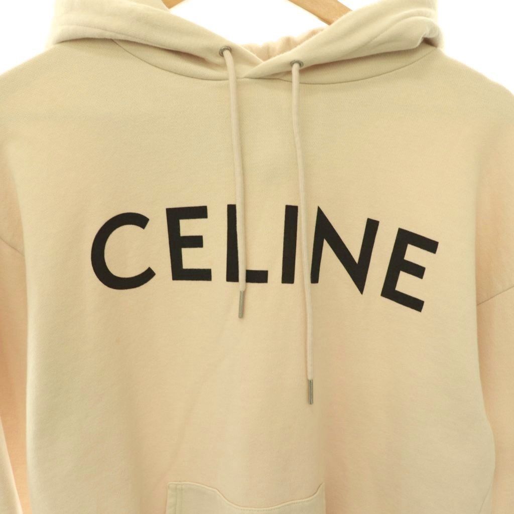 Celine Logo Pullover Hoodie Sweatshirt Long Sleeve XS Beige HS — view 3