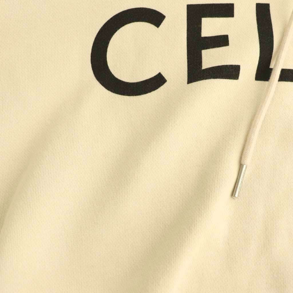 Celine Logo Pullover Hoodie Sweatshirt Long Sleeve XS Beige HS — view 7