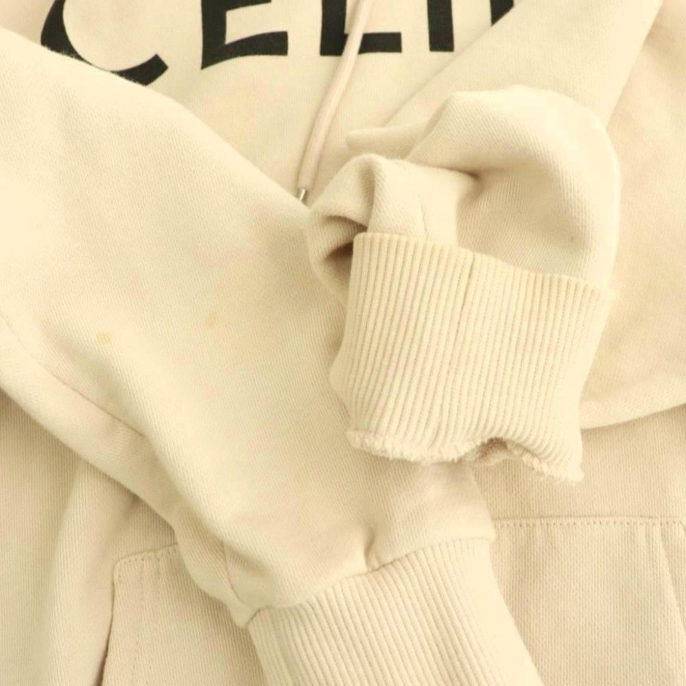Celine Logo Pullover Hoodie Sweatshirt Long Sleeve XS Beige HS — view 8