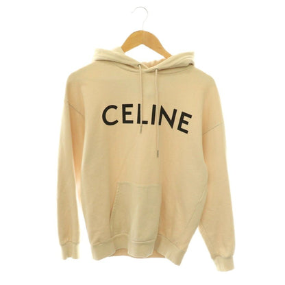 Celine Logo Pullover Hoodie Sweatshirt Long Sleeve XS Beige HS