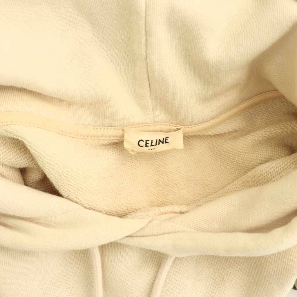 Celine Logo Pullover Hoodie Sweatshirt Long Sleeve XS Beige HS — view 5