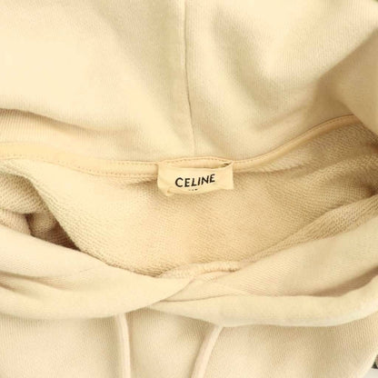 Celine Logo Pullover Hoodie Sweatshirt Long Sleeve XS Beige HS — view 5