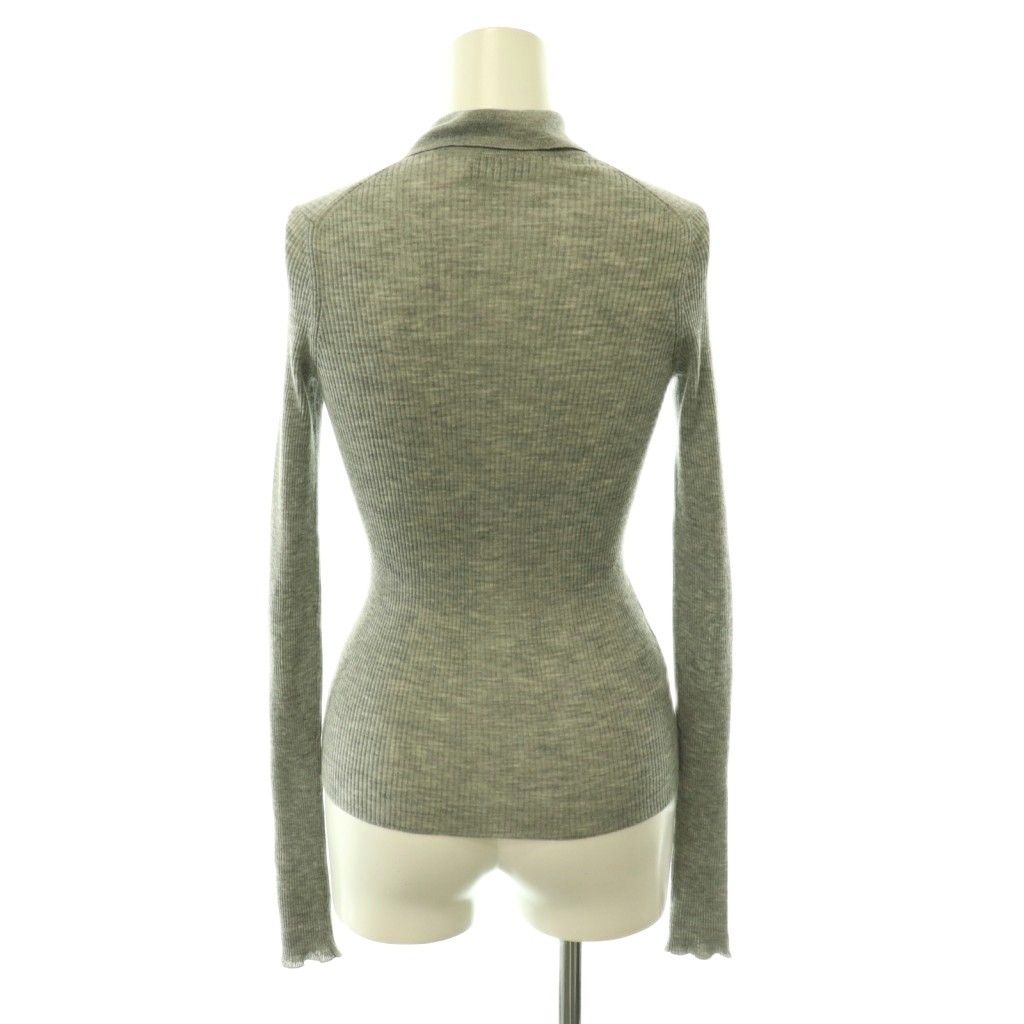 Miu Miu Miu Cashmere Silk Logo Cardigan Knit Rib 36 Gray CX — view 2