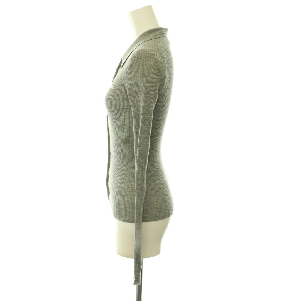 Miu Miu Miu Cashmere Silk Logo Cardigan Knit Rib 36 Gray CX — view 3