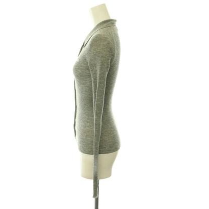 Miu Miu Miu Cashmere Silk Logo Cardigan Knit Rib 36 Gray CX — view 3