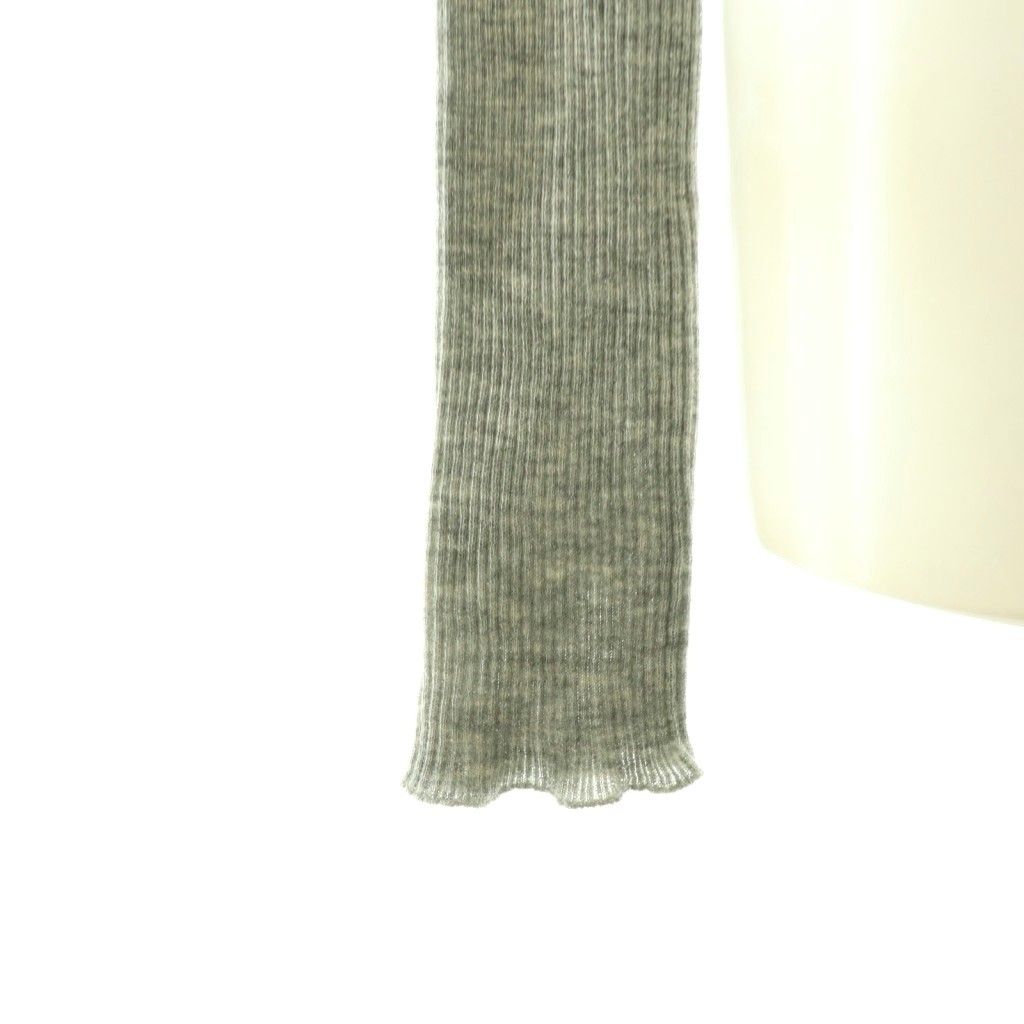 Miu Miu Miu Cashmere Silk Logo Cardigan Knit Rib 36 Gray CX — view 5