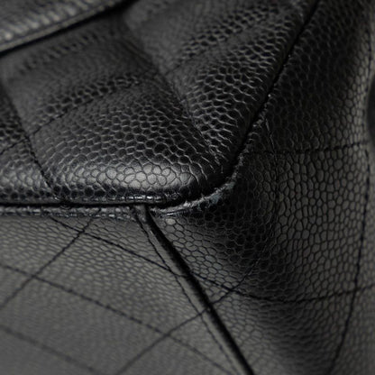 Chanel Quilted CC Logo Chain Shoulder Bag Black Silver Caviar Leather — view 7
