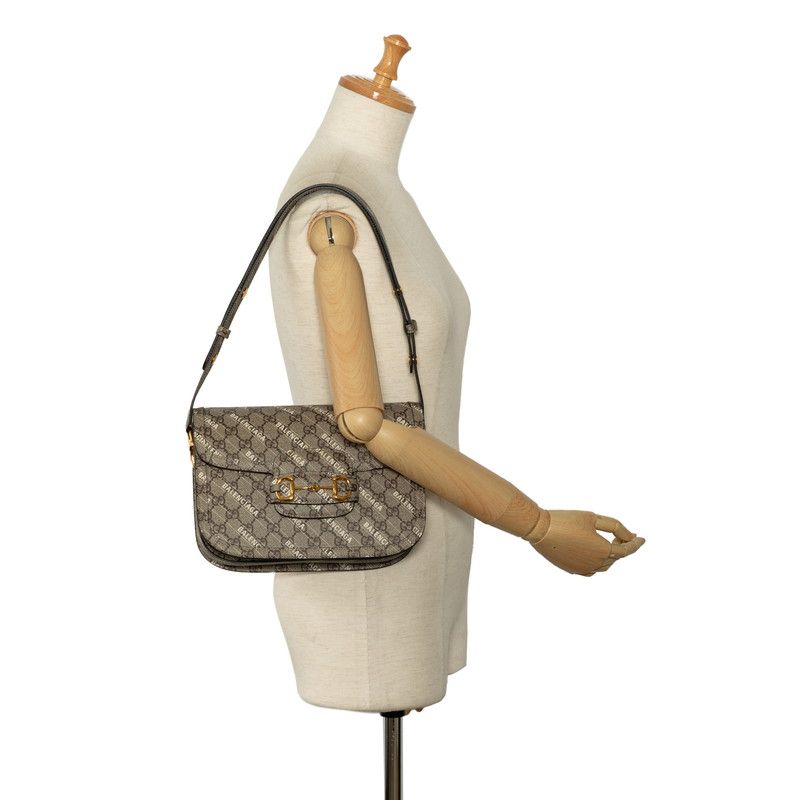 Gucci Hacker Project GG Supreme Horsebit Shoulder Bag Beige Leather — view 9