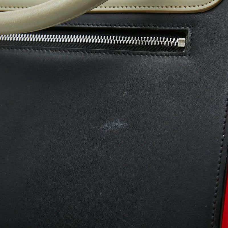 Celine 2-Way Shoulder Bag Beige Red Black Leather — view 8