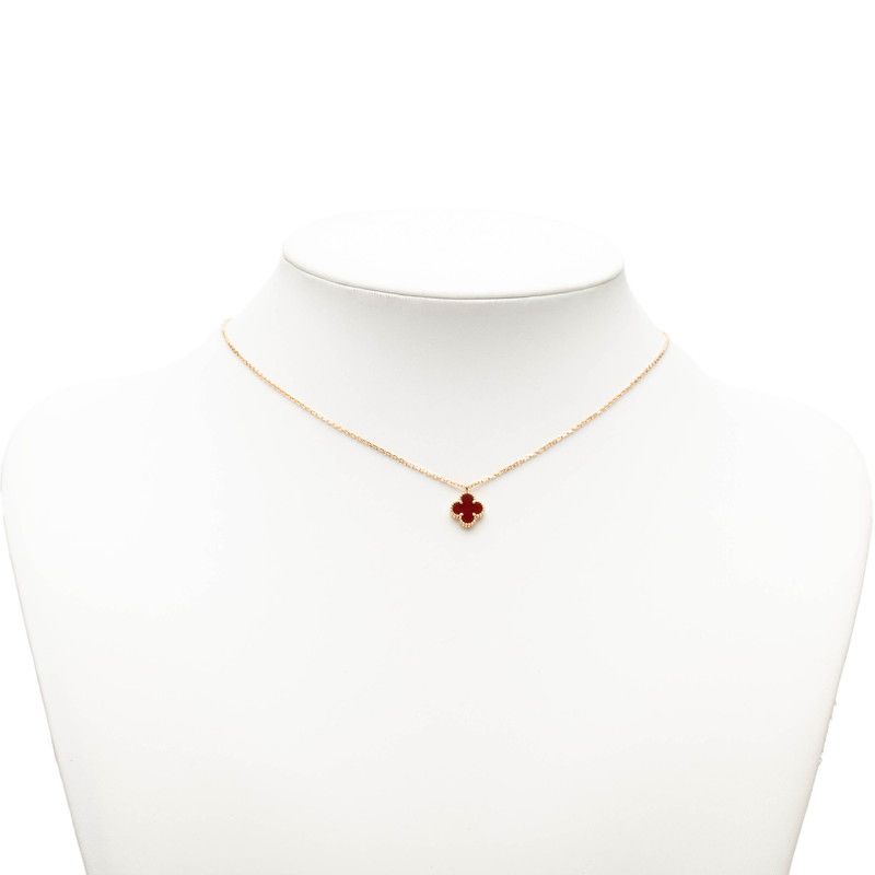 Van Cleef & Arpels Sweet Alhambra Pendant Gold Red 18k Pink Canelian — view 5