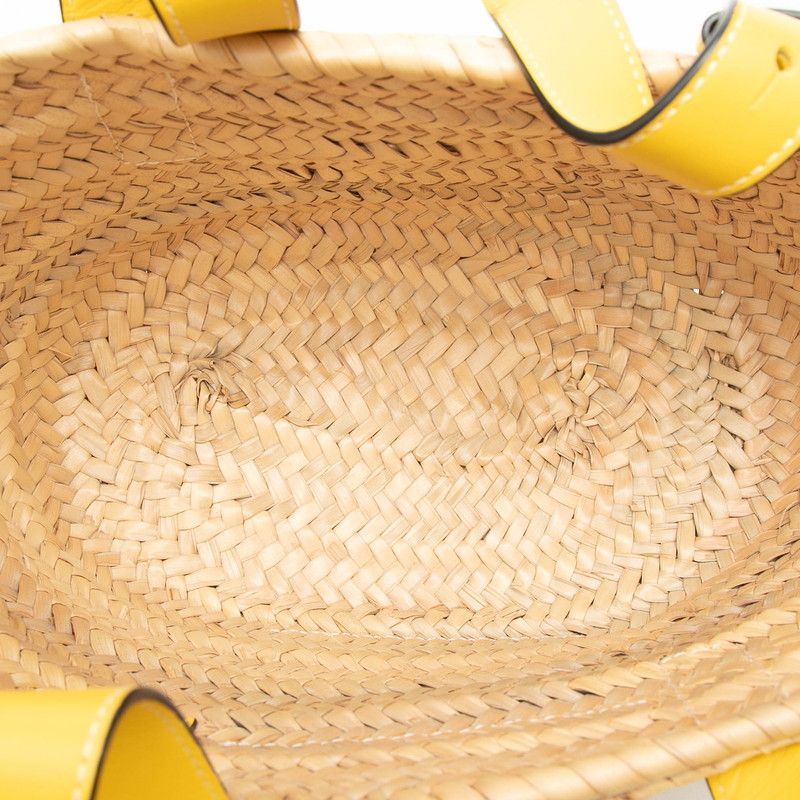 Loewe Basket Small Flower Tote Beige Yellow Raffia Leather — view 4