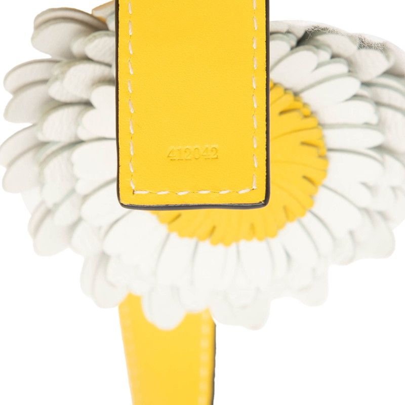 Loewe Basket Small Flower Tote Beige Yellow Raffia Leather — view 6