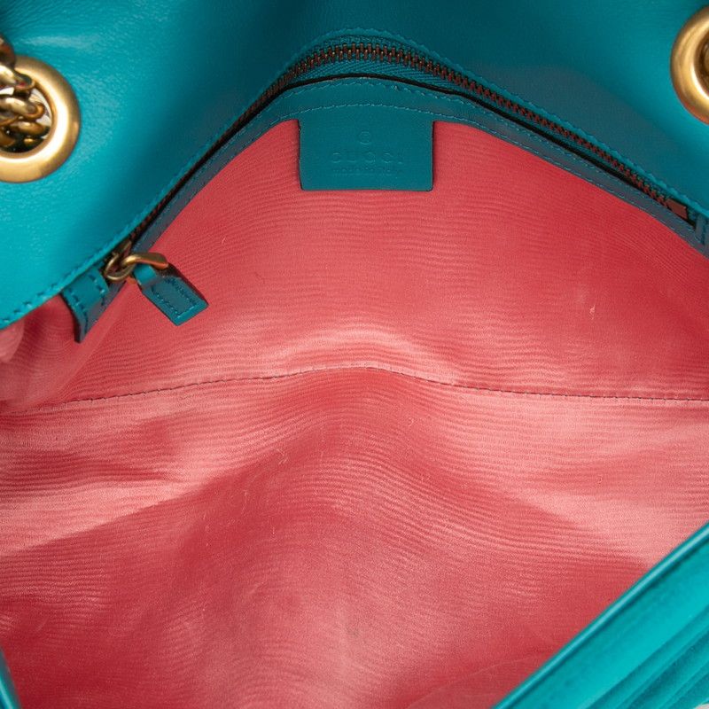 Gucci GG Marmont Quilted Chain Shoulder Bag Emerald Green Velvet — view 6