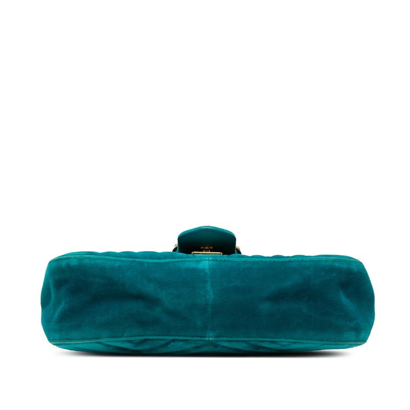 Gucci GG Marmont Quilted Chain Shoulder Bag Emerald Green Velvet — view 3
