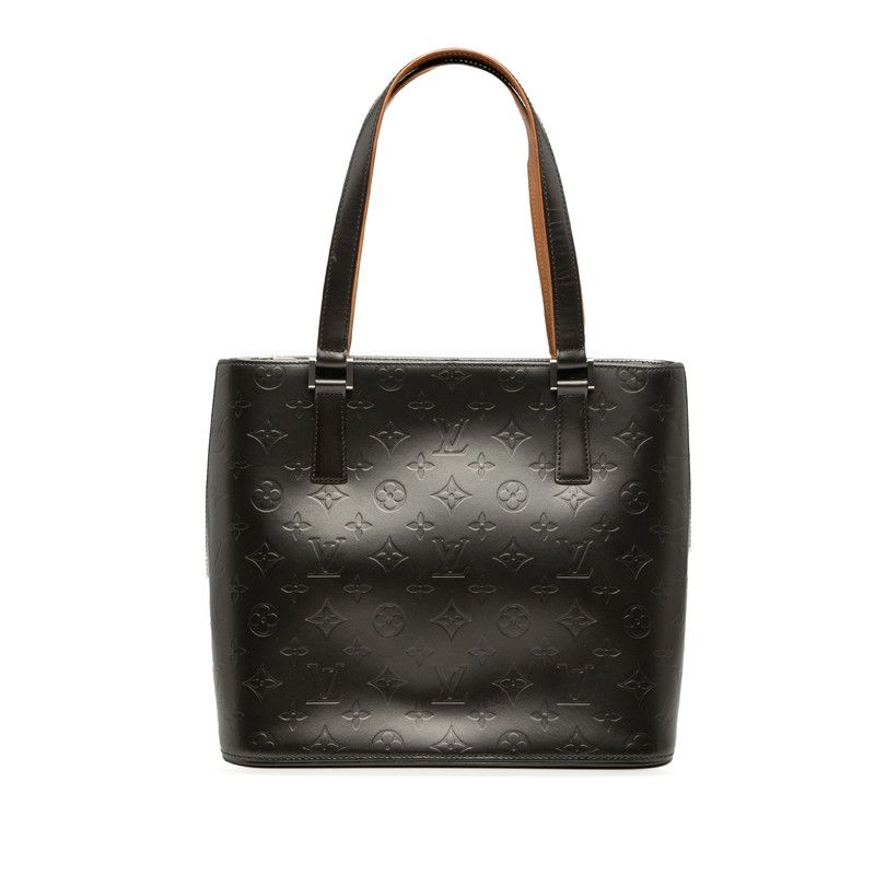Louis Vuitton Monogram Matte Stockton Tote Shoulder Bag Noir Black Leather
