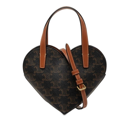 Celine Trio Teen Cool Heart 2-Way Shoulder Bag Black Brown Leather