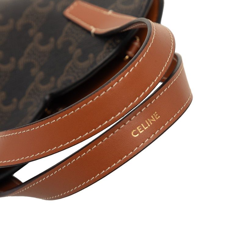 Celine Trio Teen Cool Heart 2-Way Shoulder Bag Black Brown Leather — view 6