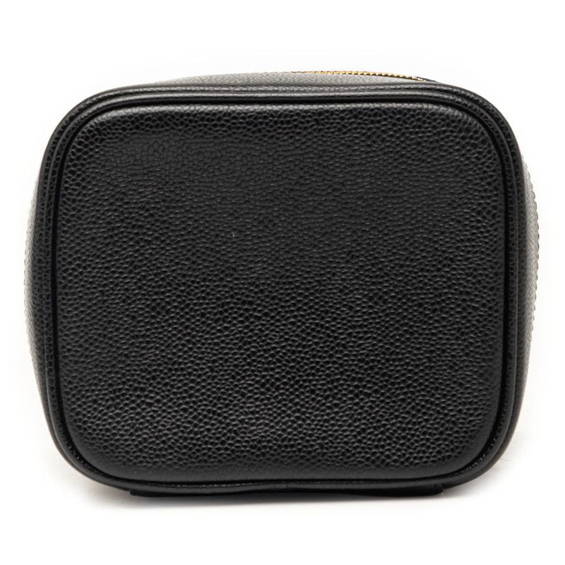 Chanel CC Logo Vanity Bag Handbag Black Caviar Leather — view 3