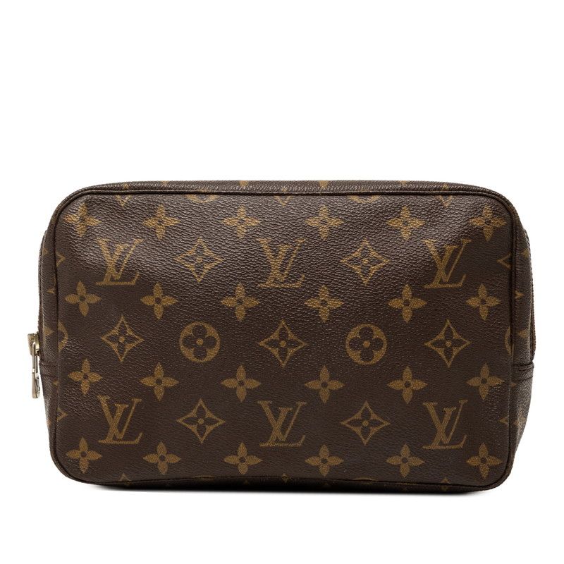 Louis Vuitton Monogram Trousse Toilet 23 Clutch Pouch Brown Leather