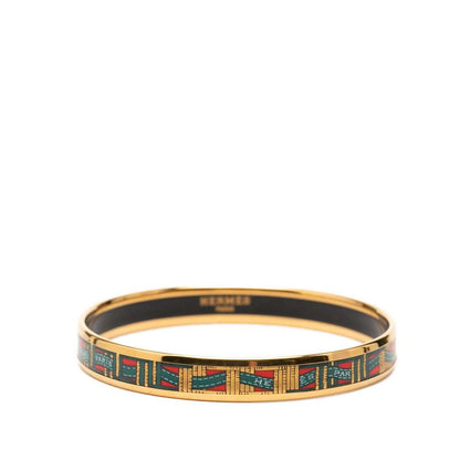Hermes Enamel PM Cloisonne Bracelet Bangle Gold Plated