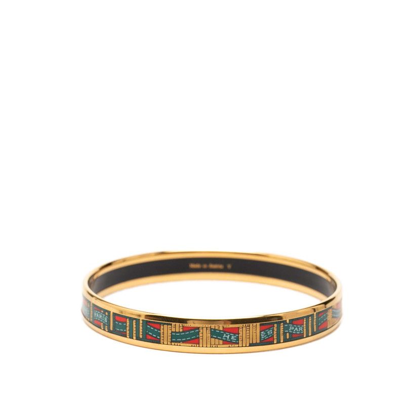 Hermes Enamel PM Cloisonne Bracelet Bangle Gold Plated — view 2