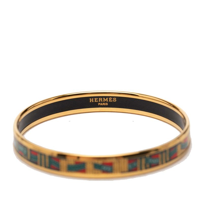 Hermes Enamel PM Cloisonne Bracelet Bangle Gold Plated — view 4