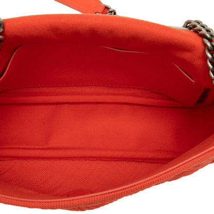 Fendi Zucca Baguette Chain Midi Crossbody Shoulder Bag Red Suede Fabric — view 4