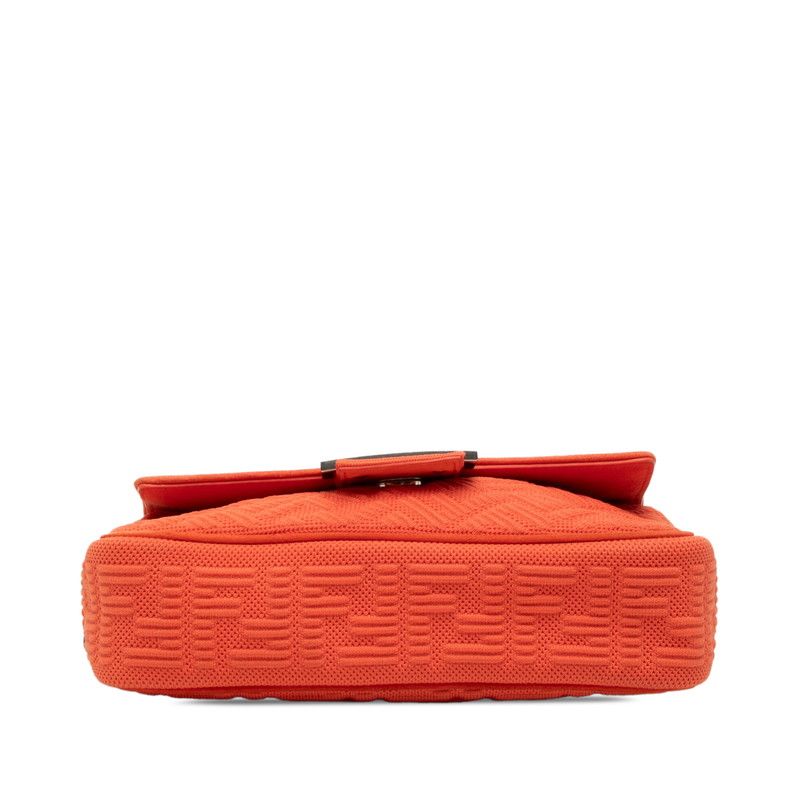 Fendi Zucca Baguette Chain Midi Crossbody Shoulder Bag Red Suede Fabric — view 3