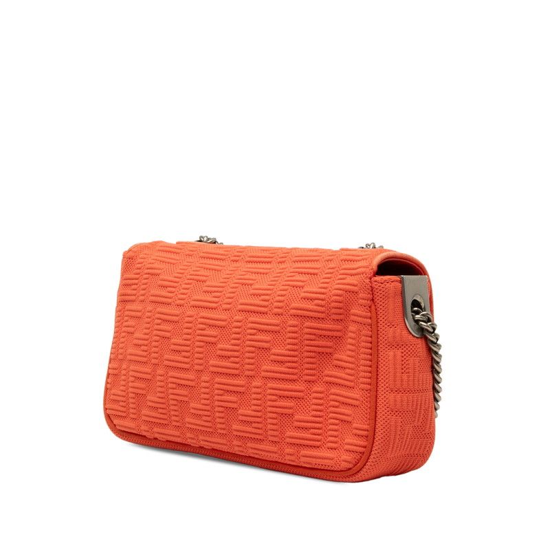 Fendi Zucca Baguette Chain Midi Crossbody Shoulder Bag Red Suede Fabric — view 2