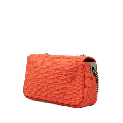 Fendi Zucca Baguette Chain Midi Crossbody Shoulder Bag Red Suede Fabric — view 2