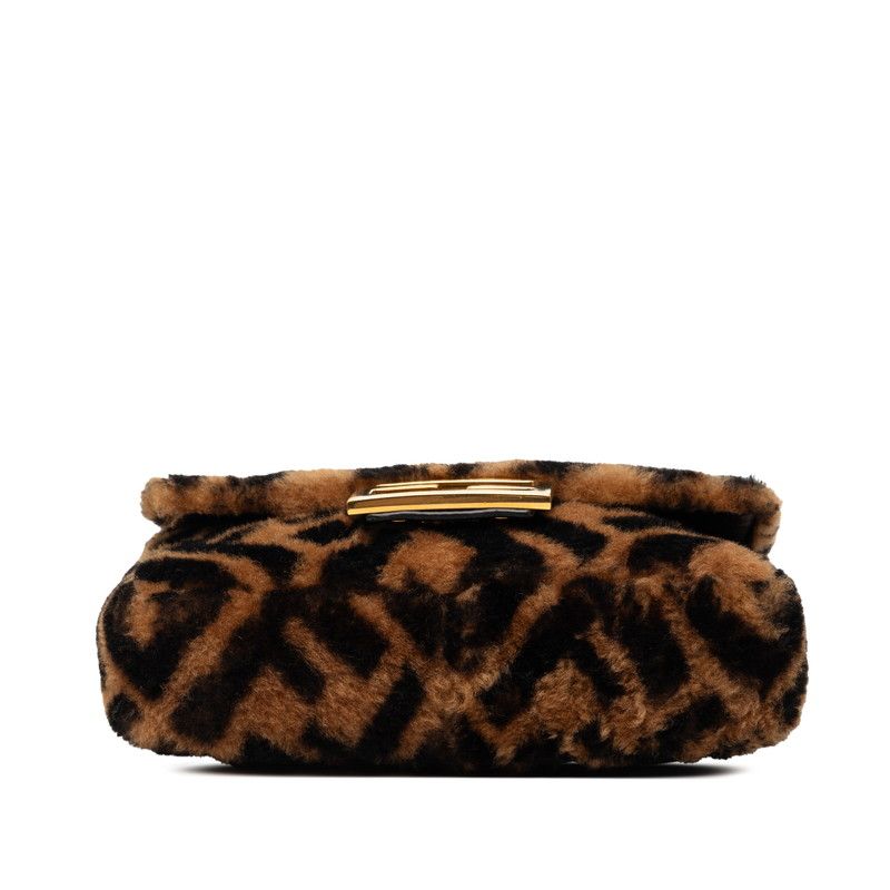 Fendi Zucca Baguette Mini 2-Way Shoulder Bag Brown Shearling Leather — view 3