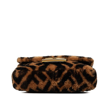 Fendi Zucca Baguette Mini 2-Way Shoulder Bag Brown Shearling Leather — view 3