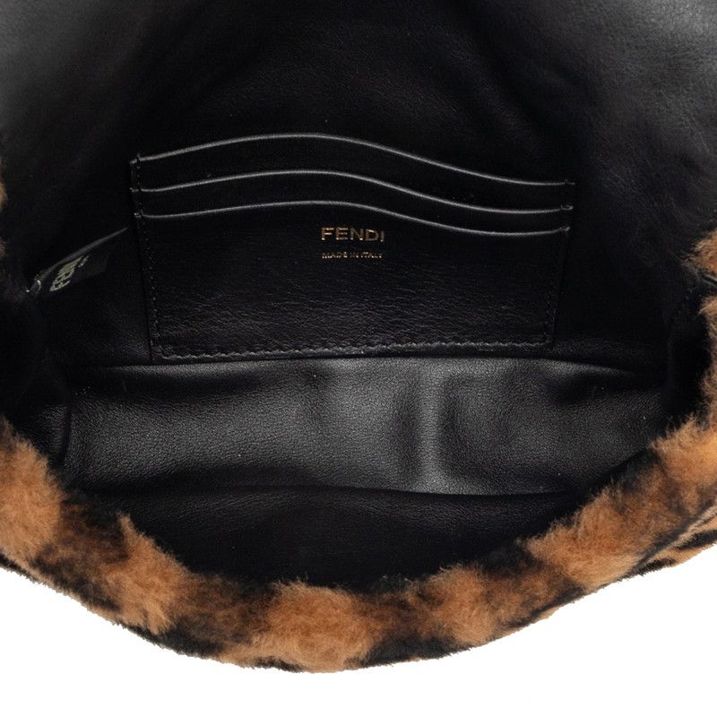 Fendi Zucca Baguette Mini 2-Way Shoulder Bag Brown Shearling Leather — view 4