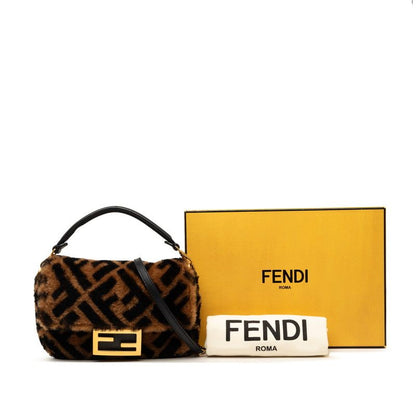 Fendi Zucca Baguette Mini 2-Way Shoulder Bag Brown Shearling Leather — view 7