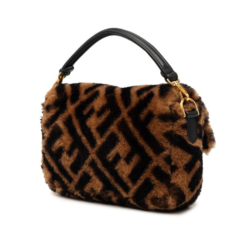 Fendi Zucca Baguette Mini 2-Way Shoulder Bag Brown Shearling Leather — view 2
