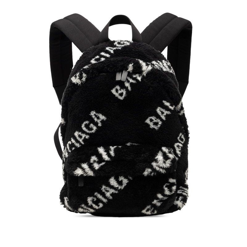 Balenciaga Everyday Backpack Black White Faux Fur Leather
