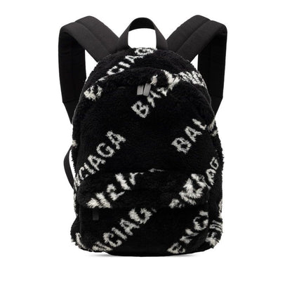 Balenciaga Everyday Backpack Black White Faux Fur Leather
