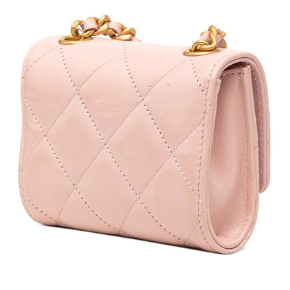 Chanel CC Logo Mini Quilted Crossbody Chain Shoulder Bag Pink Lambskin — view 2