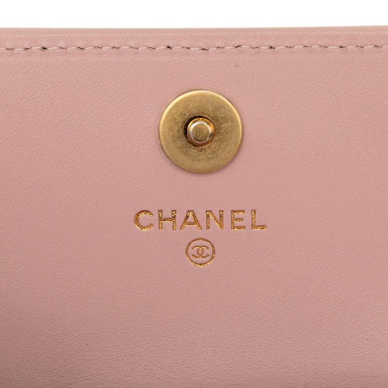Chanel CC Logo Mini Quilted Crossbody Chain Shoulder Bag Pink Lambskin — view 6