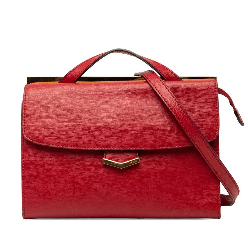 Fendi Demi Joule Piccola 2-Way Shoulder Bag Red Leather