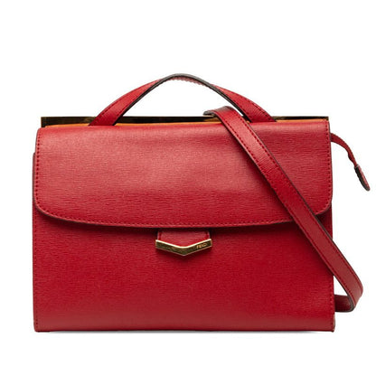 Fendi Demi Joule Piccola 2-Way Shoulder Bag Red Leather