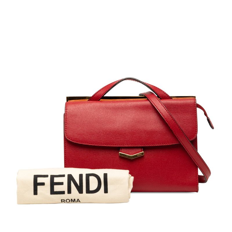 Fendi Demi Joule Piccola 2-Way Shoulder Bag Red Leather — view 8