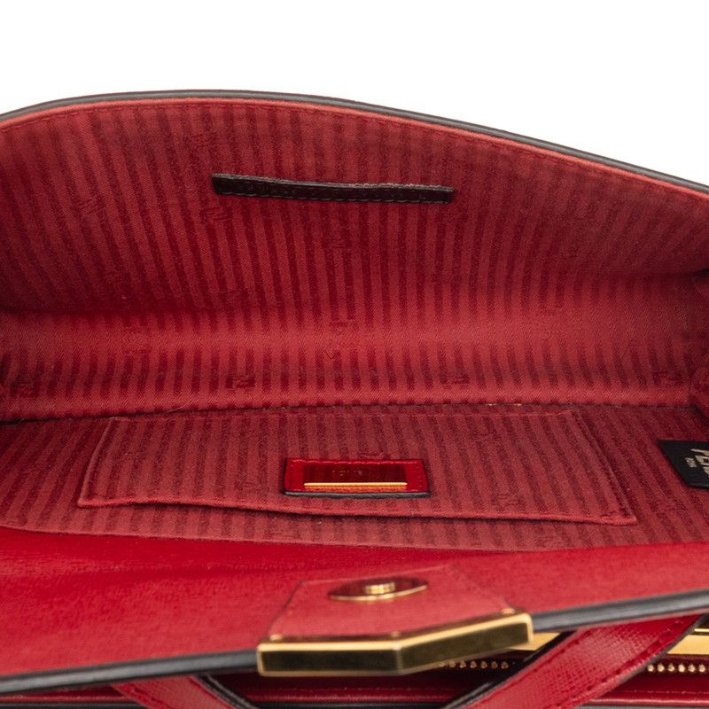 Fendi Demi Joule Piccola 2-Way Shoulder Bag Red Leather — view 5