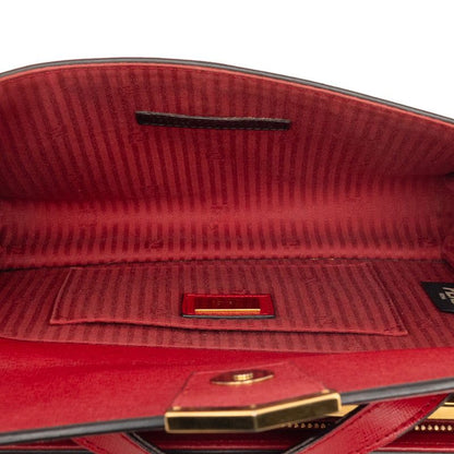 Fendi Demi Joule Piccola 2-Way Shoulder Bag Red Leather — view 5