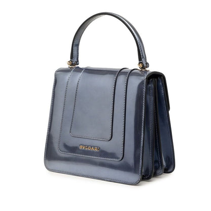 Bvlgari Serpenti Forever Top Handle Chain Shoulder Bag 2-Way Silver Patent — view 2