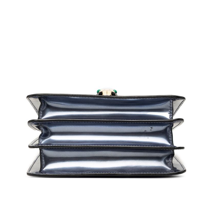 Bvlgari Serpenti Forever Top Handle Chain Shoulder Bag 2-Way Silver Patent — view 3