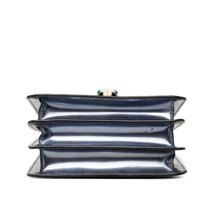 Bvlgari Serpenti Forever Top Handle Chain Shoulder Bag 2-Way Silver Patent — view 3