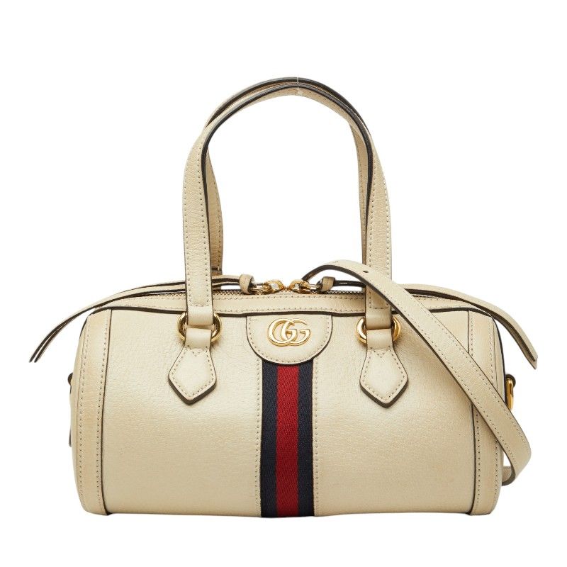 Gucci Ophidia Mini Boston Bag 2-Way Beige Leather